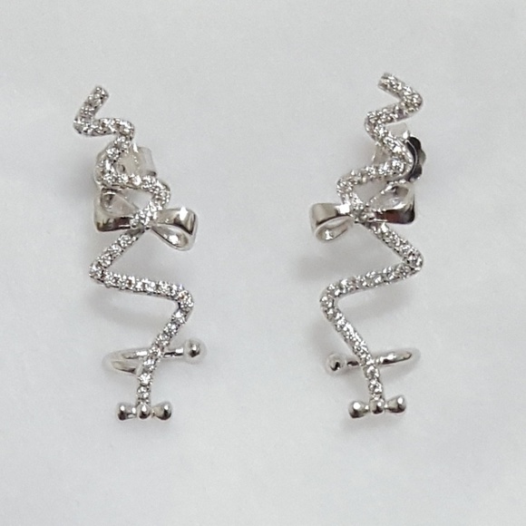 Jewelry - Sterling Silver Ear Cuffs with Cubic Zirconia